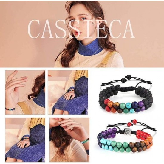 3 Pcs 7 Chakra Bracelet Womens Reiki Stone Rope Braided Bracelet Gemstone Beads Bracelet Crystal Stone Lava Stone Bracelet Diffuser Bracelets For Yoga Meditation 3 Pcs 7 Chakra Bracelet Womens Reiki Stone Rope Braided Bracelet Gemstone Beads Bracelet Crystal Stone Lava Stone Bracelet Diffuser Bracelets For Yoga Meditation